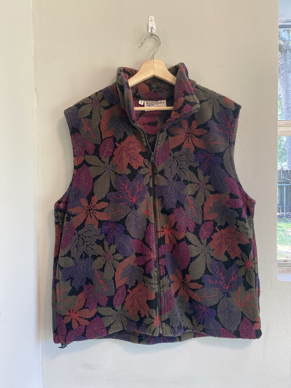 Vintage Kellysport Women's Floral Fleece Vest Made in Canada XL
